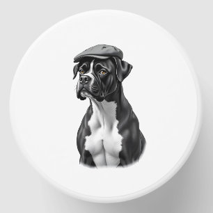 Vintage Boxer Dog in Cap Monochrome Graphic Illust Mini Candle Favors