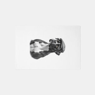 Vintage Boxer Dog in Cap Monochrome Graphic Illust Rug