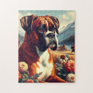 Vintage Boxer Dog Painting Jigsaw Puzzle