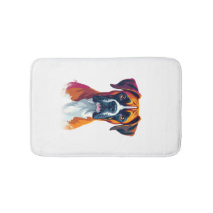 Vintage Boxer Dog Portrait Color Splash Pop Art Il Bath Mat
