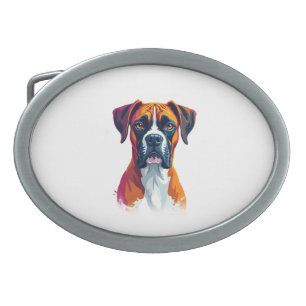 Vintage Boxer Dog Portrait Color Splash Pop Art Il Belt Buckle