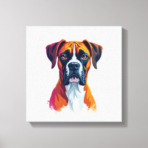 Vintage Boxer Dog Portrait Color Splash Pop Art Il Canvas Print