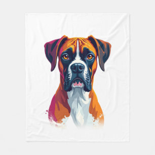 Vintage Boxer Dog Portrait Color Splash Pop Art Il Fleece Blanket