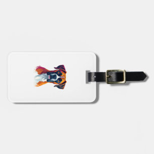 Vintage Boxer Dog Portrait Color Splash Pop Art Il Luggage Tag