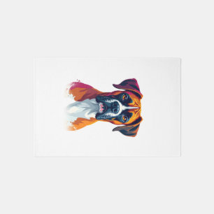 Vintage Boxer Dog Portrait Color Splash Pop Art Il Rug