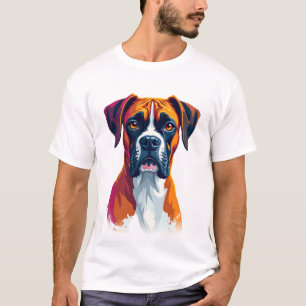 Vintage Boxer Dog Portrait Color Splash Pop Art Il T-Shirt