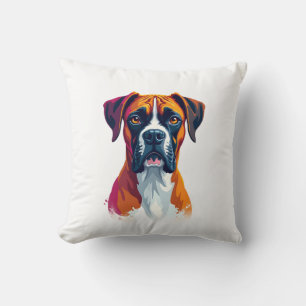 Vintage Boxer Dog Portrait Color Splash Pop Art Il Throw Pillow