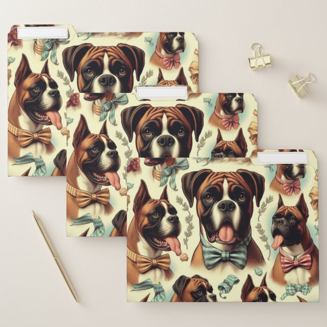 Vintage Boxer Dog Seamless File Folder (Set)
