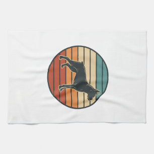 Vintage Boxer Dog Sunset Engraving Vector Design_1 Kitchen Towel