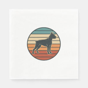 Vintage Boxer Dog Sunset Engraving Vector Design_1 Napkins