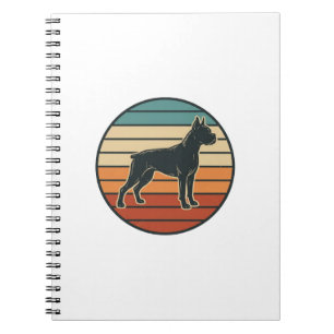 Vintage Boxer Dog Sunset Engraving Vector Design_1 Notebook