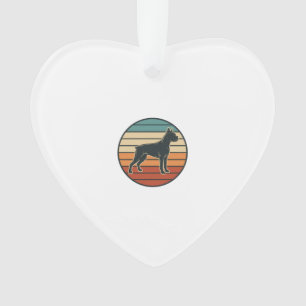 Vintage Boxer Dog Sunset Engraving Vector Design_1 Ornament