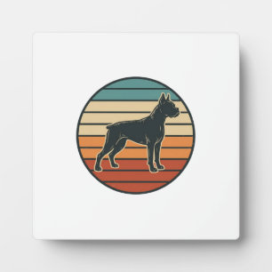 Vintage Boxer Dog Sunset Engraving Vector Design_1 Plaque