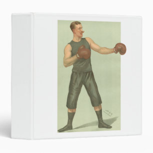 Vintage Boxer with Long Green Trunks 3 Ring Binder