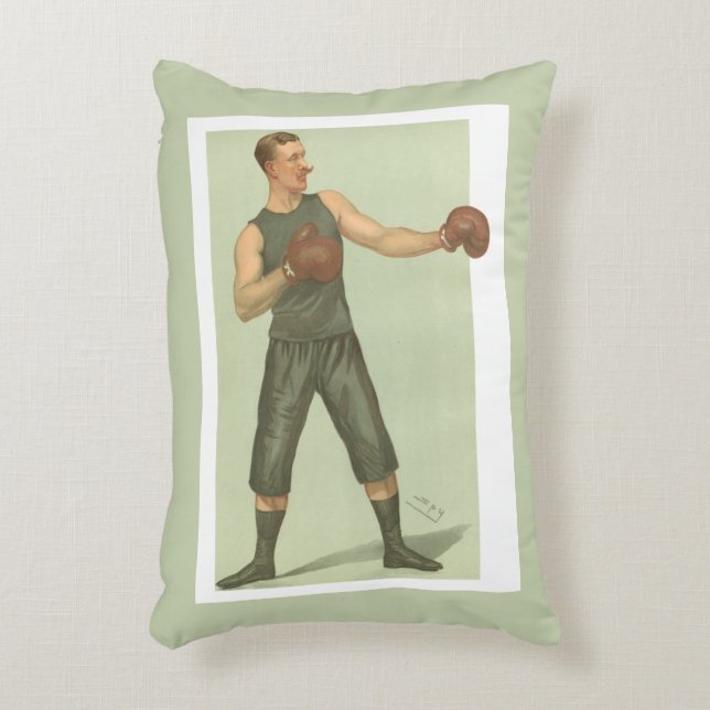 Vintage Boxer with Long Green Trunks Accent Pillow (Front(Vertical))