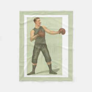 Vintage Boxer with Long Green Trunks Fleece Blanket