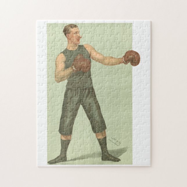 Vintage Boxer with Long Green Trunks Jigsaw Puzzle (Vertical)