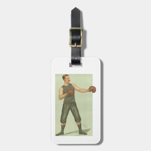 Vintage Boxer with Long Green Trunks Luggage Tag