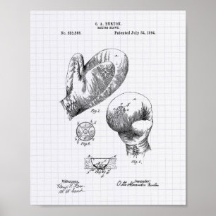 Vintage Boxing Glove 1894 Patent Art - Lined Peper Poster