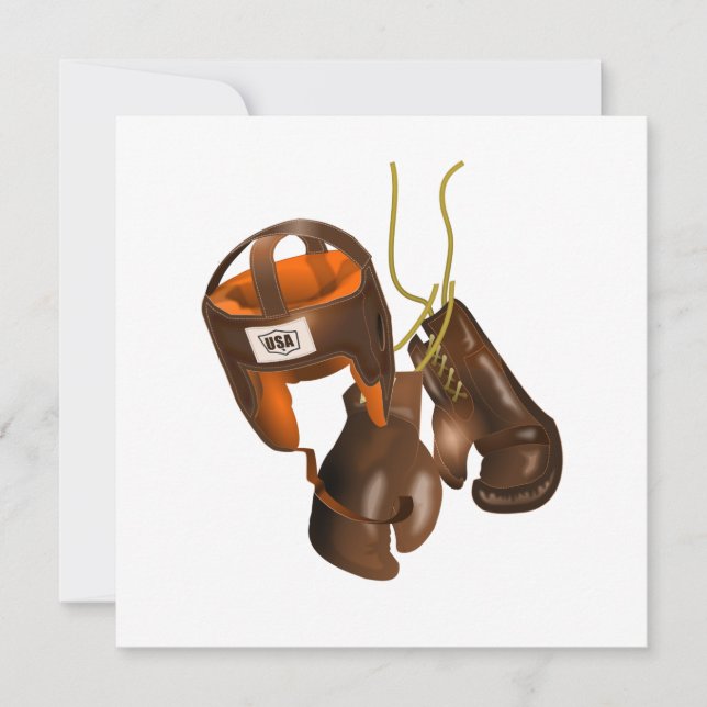 Vintage Boxing Gloves and Helmet Invitation (Front)