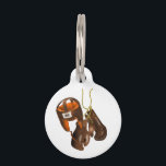 Vintage Boxing Gloves and Helmet Pet Name Tag<br><div class="desc">* Old style boxing gloves with vintage style helmet illustration. * Two size options; * Front and back side can be personalized. * You can customize this item by adding a photo * Choose font style, color, size and placement of text (or remove text option) * There are also background...</div>