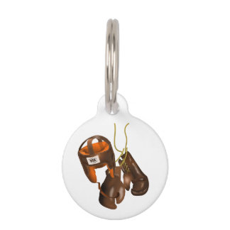 Vintage Boxing Gloves and Helmet Pet Name Tag