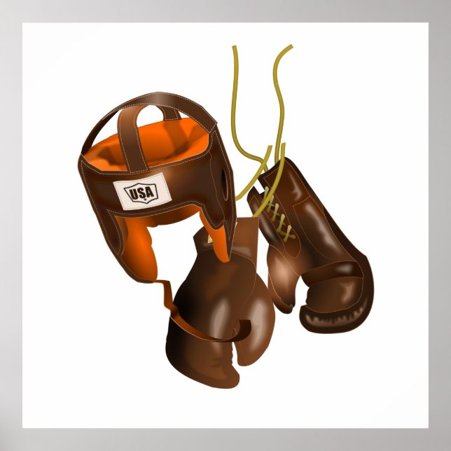 Vintage Boxing Gloves and Helmet Poster (Front)