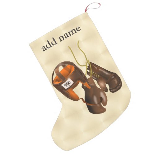 Vintage Boxing Gloves and Helmet Small Christmas Stocking