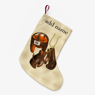 Vintage Boxing Gloves and Helmet Small Christmas Stocking