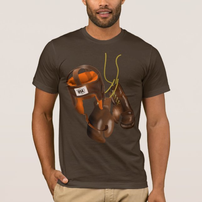 Vintage Boxing Gloves and Helmet T-Shirt (Front)