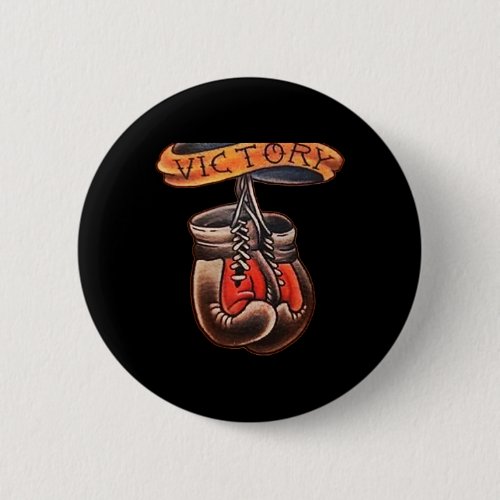Vintage Boxing Gloves Old School Tattoo Art Design Button