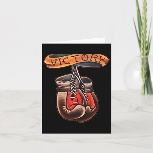 Vintage Boxing Gloves Old School Tattoo Art Design Card