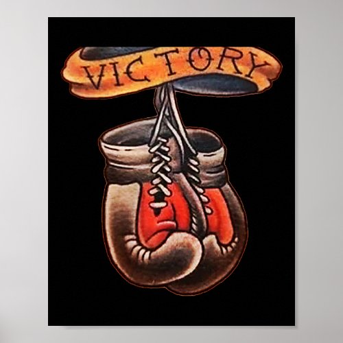 Vintage Boxing Gloves Old School Tattoo Art Design Poster