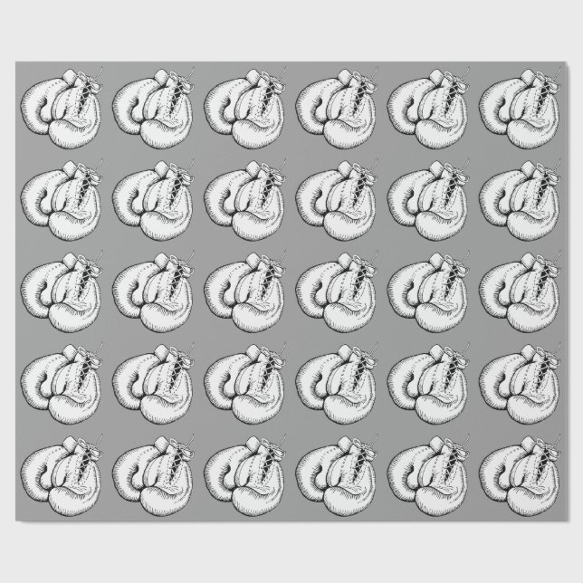 VINTAGE BOXING GLOVES PATTERN Wrapping Paper (Flat)