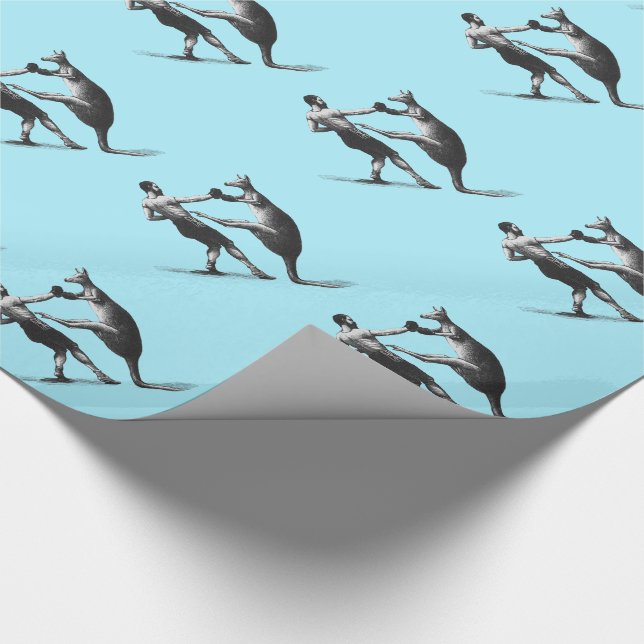 Vintage Boxing kangaroo Wrapping Paper (Corner)