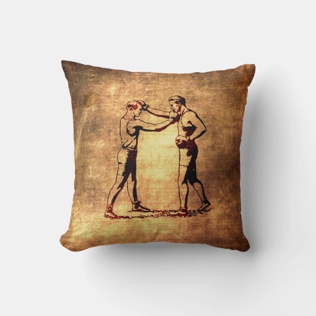 Vintage boxing men throw pillow (Front)