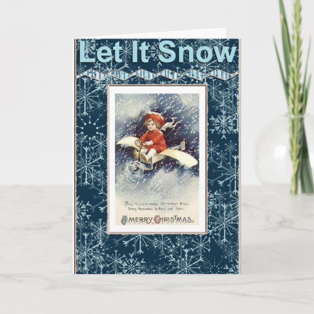 Vintage Boy/Airplane Christmas Card (Front)