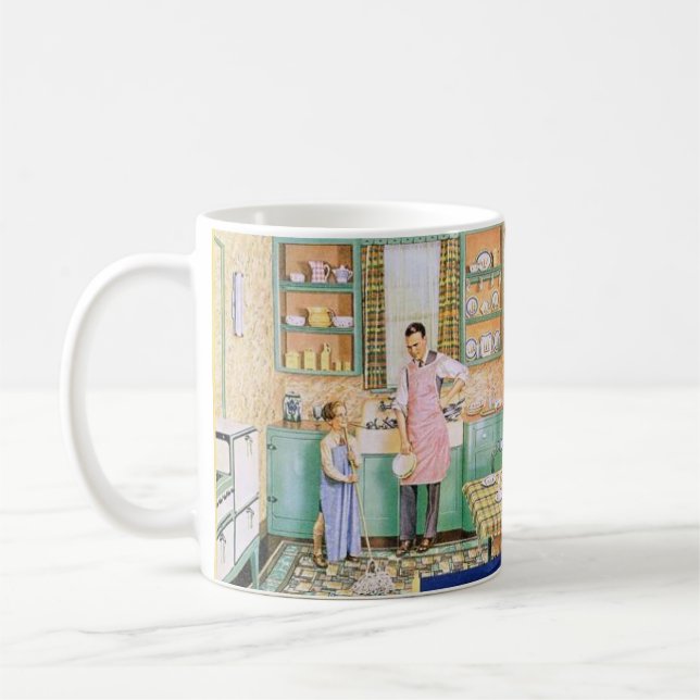Vintage Boy and Dad in the Kitchen Mug (Left)