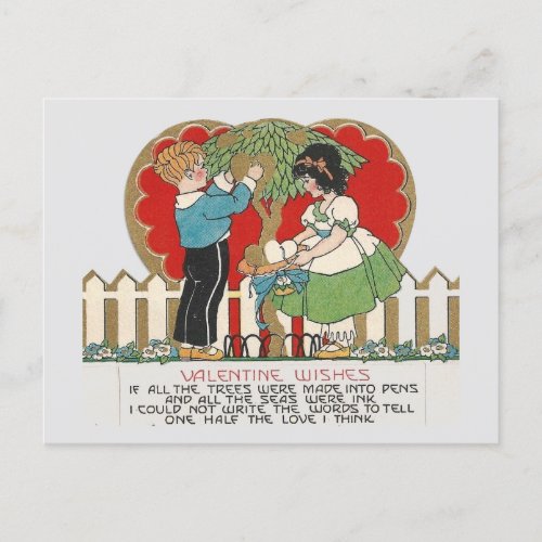 Vintage Boy and Girl Valentine Postcard