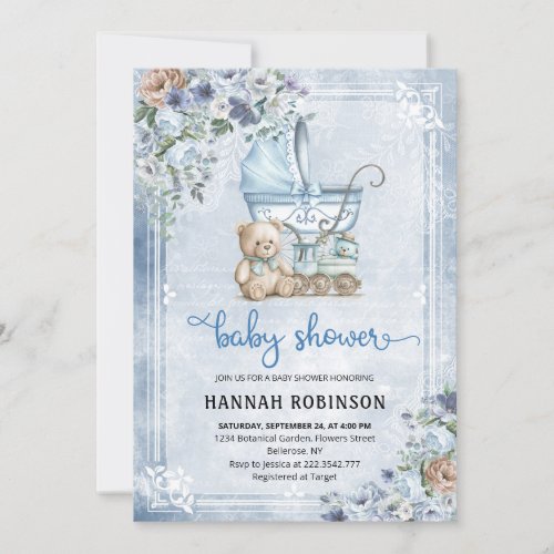 Vintage Boy Baby Shower Invitation