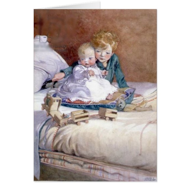 Vintage - Boy & Baby Sister, Cards (Front)
