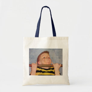 Vintage Boy Doing Chin Ups, Fitness and Exercise Tote Bag