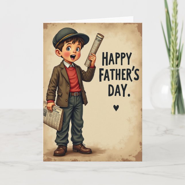 Vintage Boy Fathers Day Card (Front)