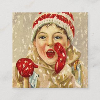 vintage boy in the snow 