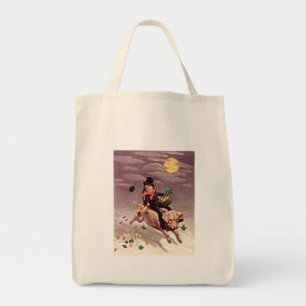 Vintage Boy on Pig Tote Bag