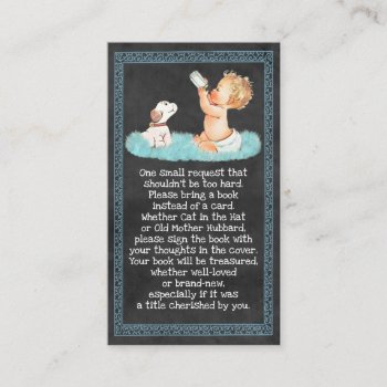 Vintage Boy & Puppy Chalkboard Book Requests 059 Enclosure Card by PartyStoreGalore at Zazzle