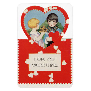 Vintage Boy With Girl Valentine Flexible Magnet