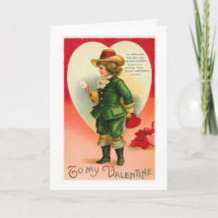 Vintage Boy with Heart Holiday Card