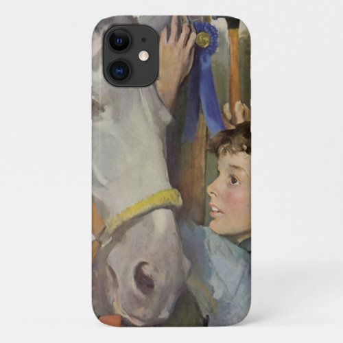 Vintage Boy with His Blue Ribbon Winning Horse iPhone 11 Case