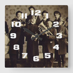 Vintage Boys Brass Band Warsaw Indiana Square Wall Clock